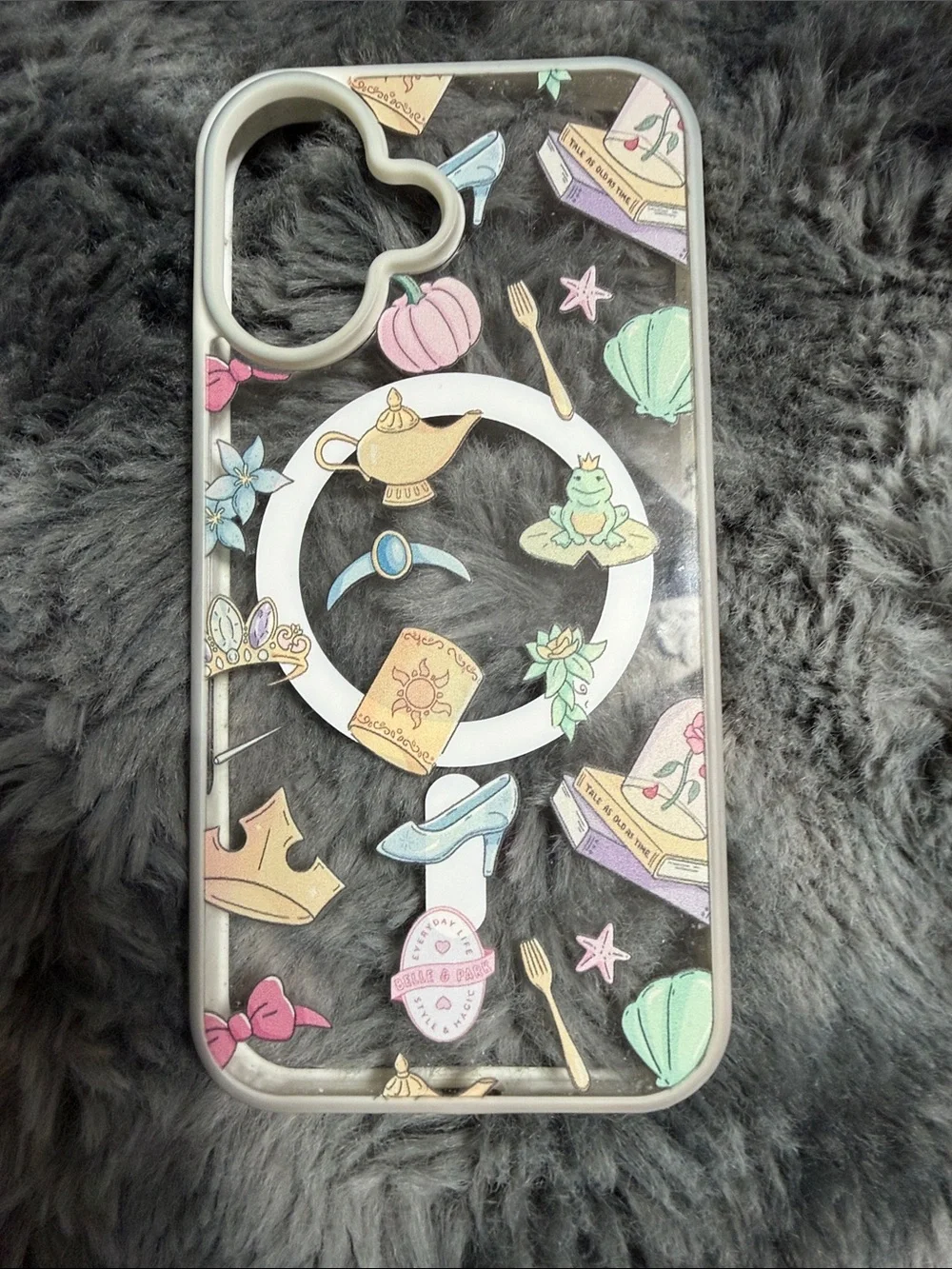 Fairy Tale Decorative Clear Phone Case - Pink, Mint & Gold Accents